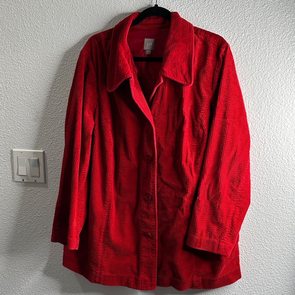 J Jill corduroy Vibrant Red Button-Up Jacket size 3x